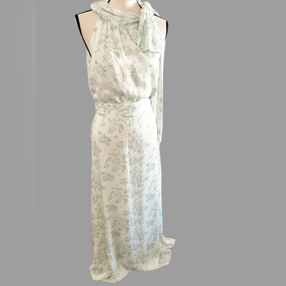 Sachin & Babi Sage Green Floral Maxi Dress Size 6